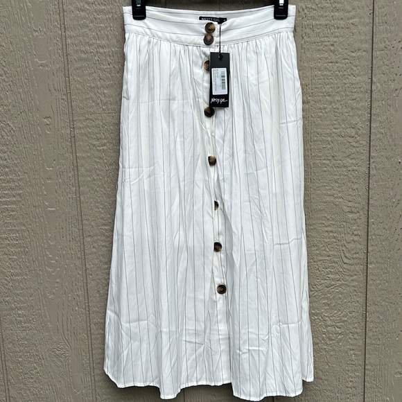 NWT Nasty Gal “Get Your Priorities Straight Striped Midi Skirt High Waist - Picture 4 of 15